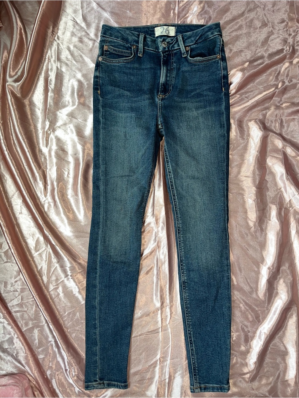 Free People Dark Blue High-Rise Skinny Jeans